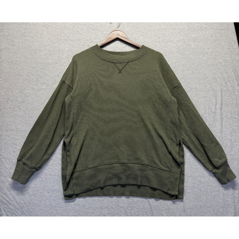 American Eagle Outfitters Aerie Sweatshirt Womens S Olive Green Ribbed Oversized